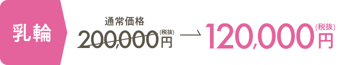 乳輪 200,000円 →60,000円